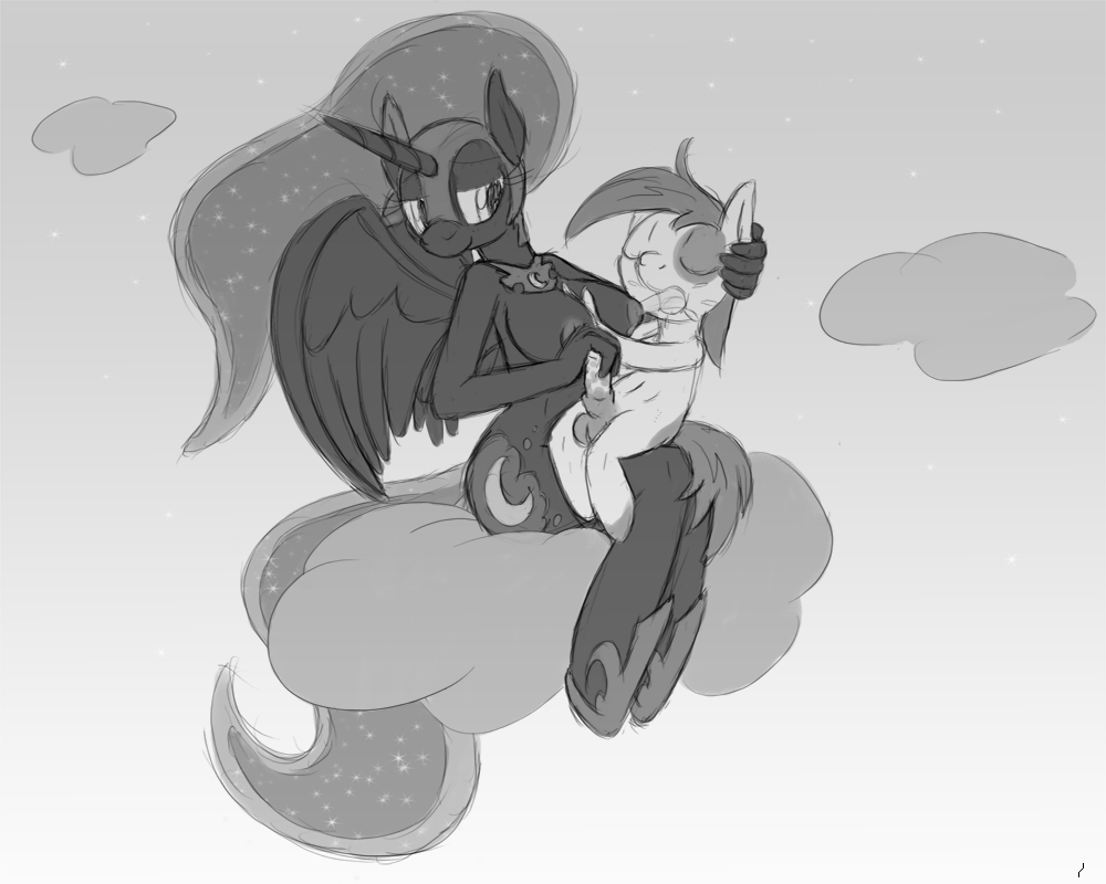 anthro anthrofied big_breasts black_and_white breasts cloud cub cutie_mark equine erection female friendship_is_magic greyscale hair helmet horn horse lactating long_hair male mammal milk monochrome my_little_pony nightmare_moon_(mlp) nipples open_mouth penis pipsqueak_(mlp) plain_background pony straight tg-0 white_background winged_unicorn wings young
