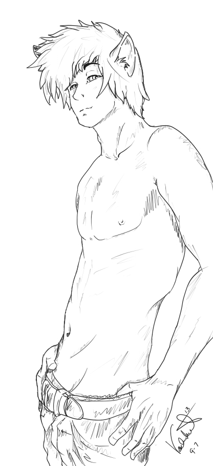 hair humanoid invalid_tag male not_furry pose solo topless unknown_species voshiket