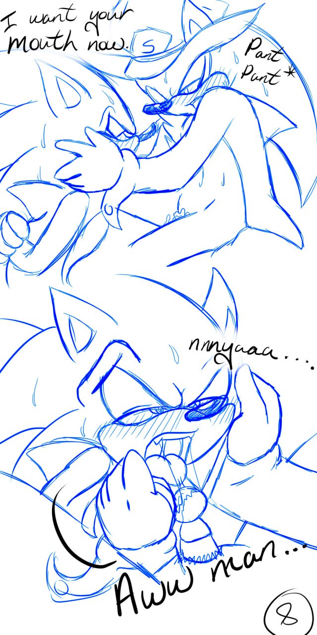 ball_gag blue_and_white blush chest_tuft comic domination duo english_text eye_contact face_grab fellatio fur gag gay grab_face half-closed_eyes hedgehog line_art lust male mammal monochrome open_mouth oral oral_sex panting penis plain_background precum redfirestar saliva sega sex silver_the_hedgehog simple_background sonic_(series) sonic_the_hedgehog teeth text tongue tongue_out tuft white_background