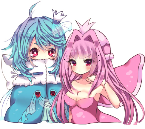 androgynous blue_hair crown gen_5_pokemon jellicent lowres personification pink_hair pokemon
