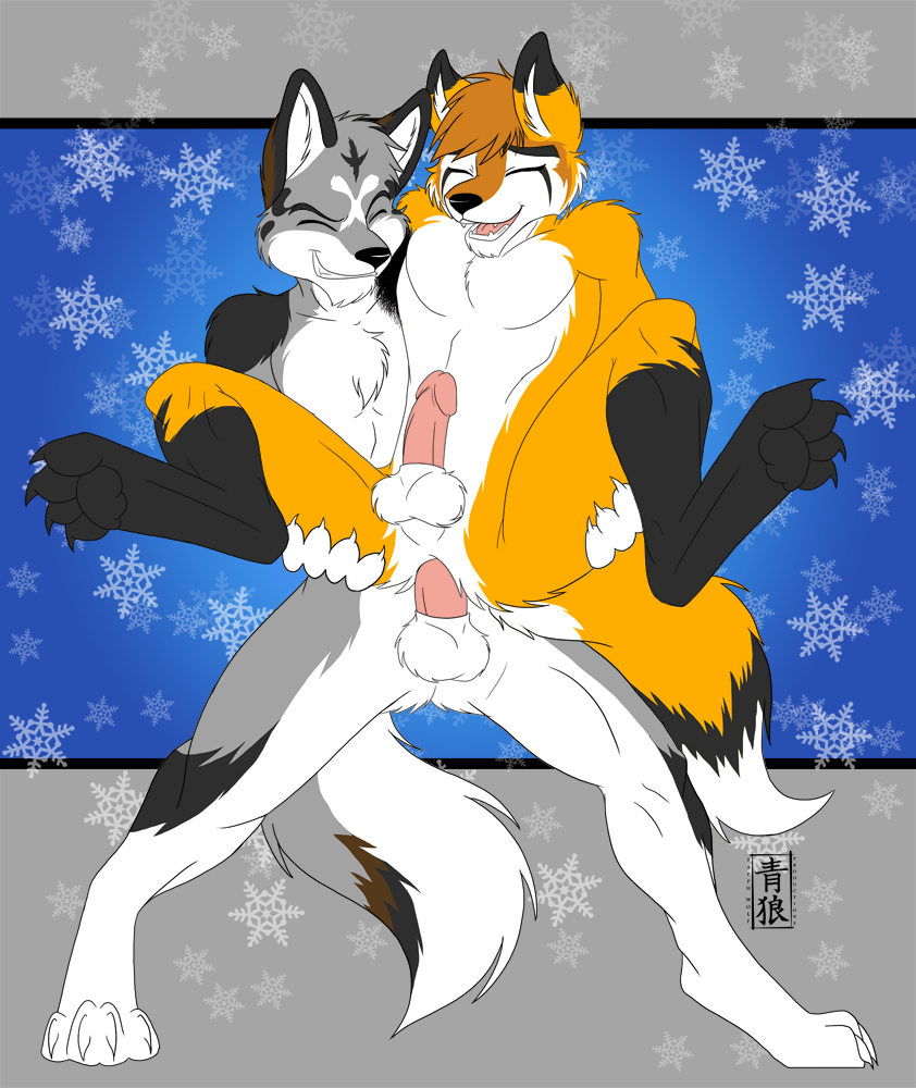 anal anal_penetration anthro balls canine duo erection fox gay interspecies male mammal penetration penis sapphwolf_(artist) sex wolf