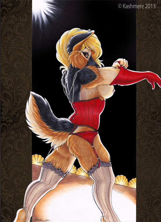 canine clothed clothing corset female kashmere looking_at_viewer mammal skimpy solo