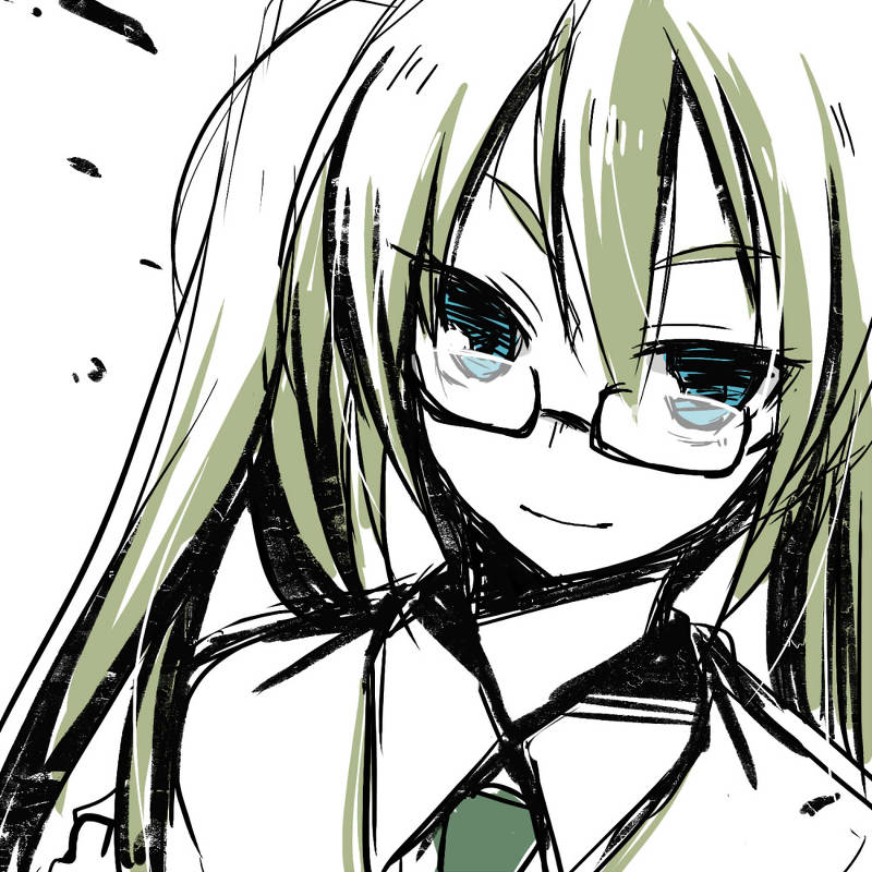 bad_id bad_pixiv_id bespectacled glasses hatsune_miku long_hair looking_at_viewer simple_background smile solo tamura_hiro vocaloid white_background