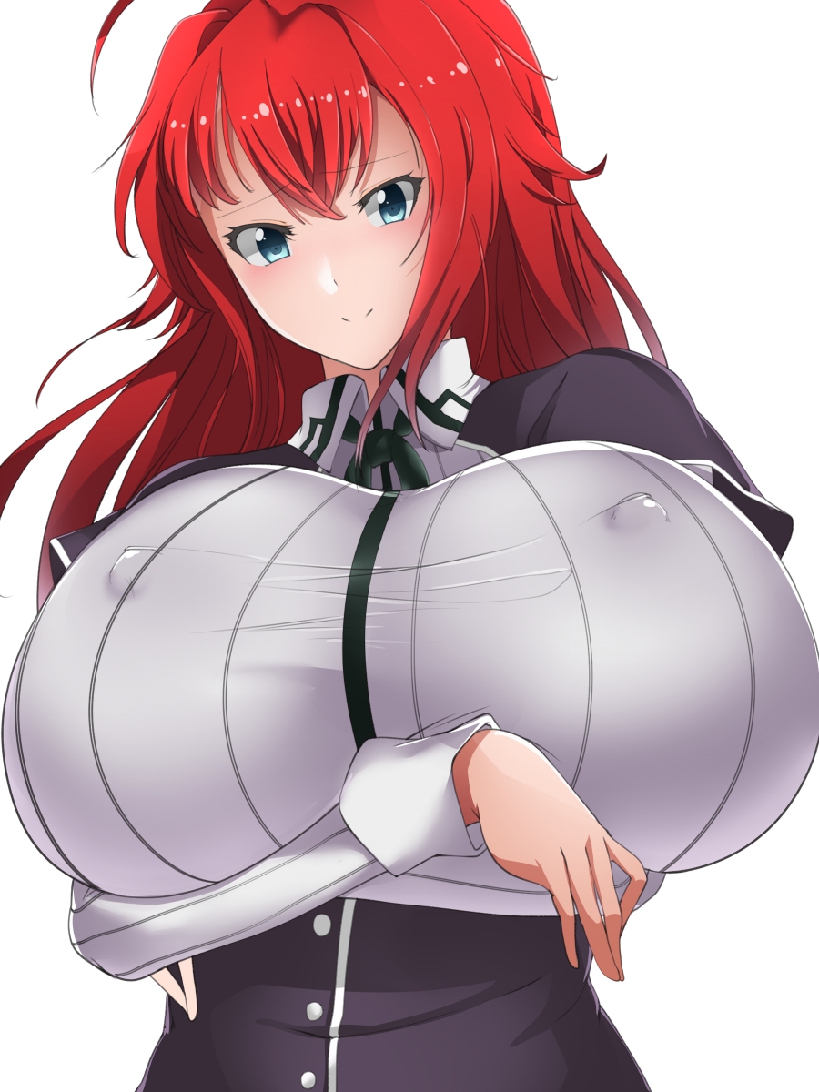 1girl artist_request breasts gigantic_breasts high_school_dxd huge_breasts looking_at_viewer red_hair rias_gremory shumichi solo tight