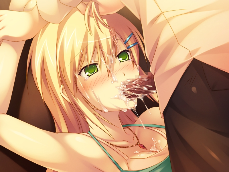 1girl blonde_hair blush censored eyes_closed game_cg jewelry long_hair necklace penis seishin_seiai_paraphilia sena_(seishin_seiai_paraphilia) softhouse_seal