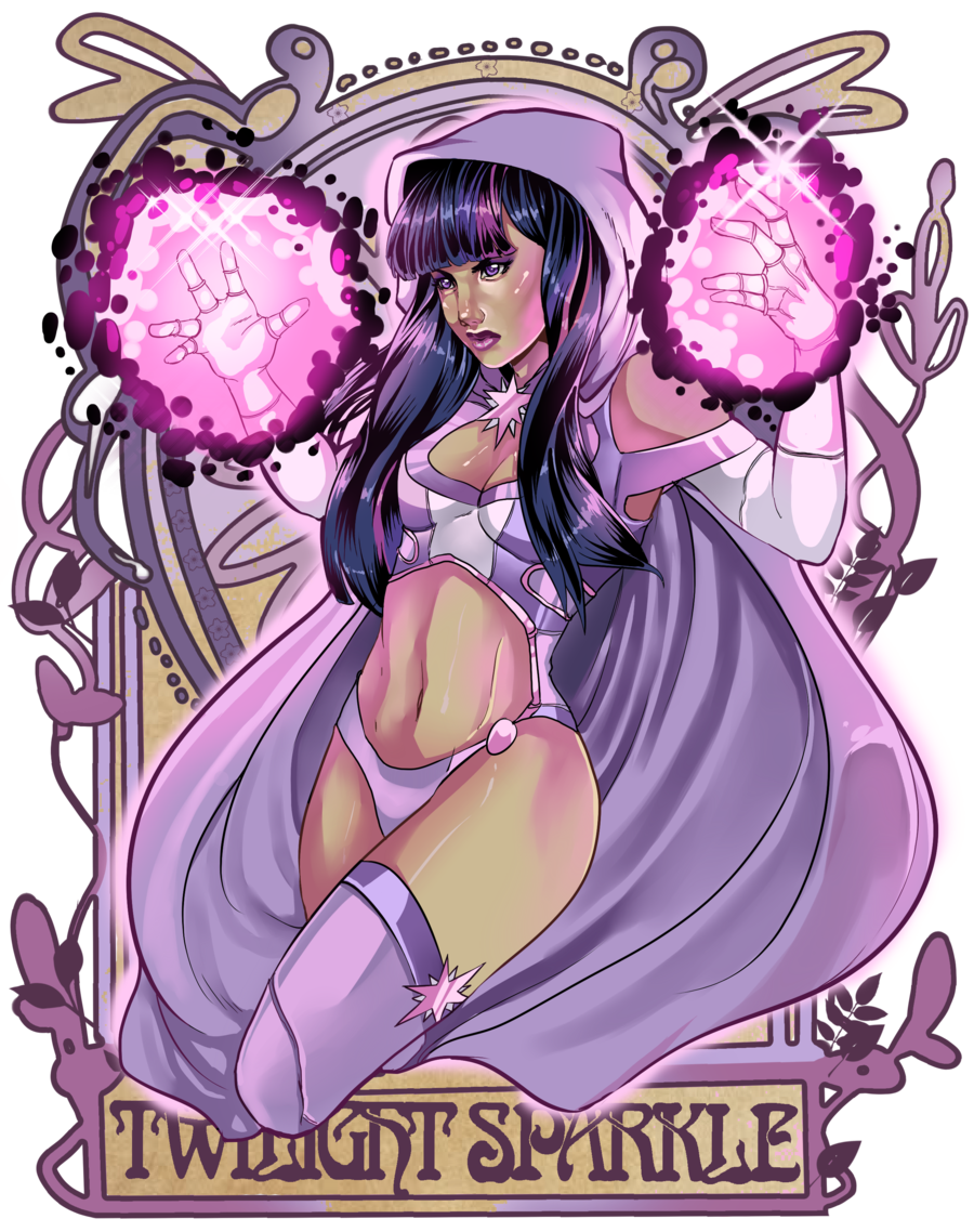 breasts cape clothed clothing english_text female friendship_is_magic hair hood human humanized magic mammal milkydayy my_little_pony purple_eyes solo star text twilight_sparkle_(mlp) two_tone_hair