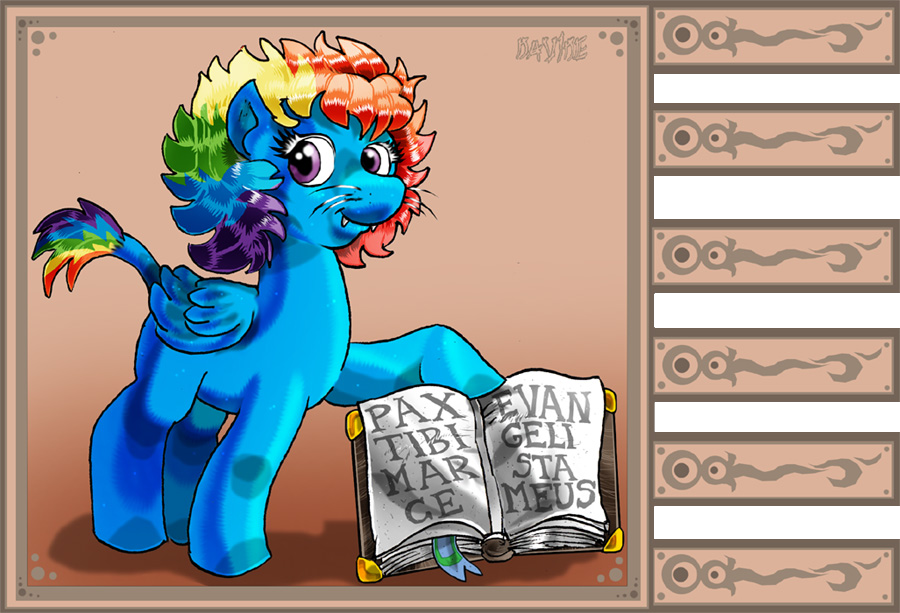 2013 blue_fur book davide76 equine fangs female feral flag friendship_is_magic hair horse humor looking_at_viewer multi-colored_hair my_little_pony pegasus pony purple_eyes rainbow_dash_(mlp) rainbow_hair solo text whiskers wings