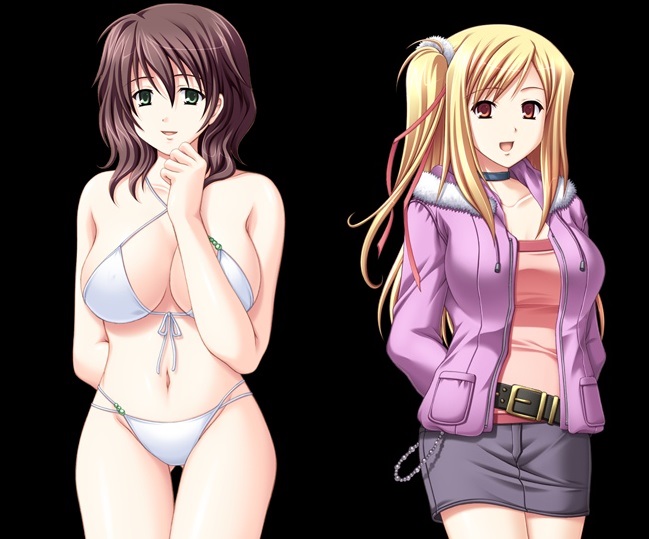 2girls breasts hayakawa_chika large_breasts multiple_girls oppai_life swimsuit yukishiro_ayane