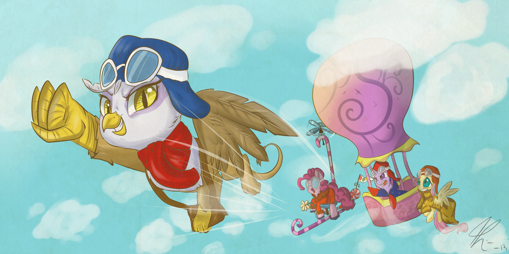 avian balloon blue_eyes brown_feathers brown_fur clothed clothing cloud clouds crossover dastardly_and_muttley_in_their_flying_machines earth_pony equine eyewear female feral fluttershy_(mlp) flying friendship_is_magic fur gilda_(mlp) goggles group gryphon hair hat horn horse lolepopenon machine mammal mechanical my_little_pony pegasus pink_fur pink_hair pinkie_pie_(mlp) pony purple_eyes purple_fur purple_hair scarf sky twilight_sparkle_(mlp) unicorn white_feathers wings yellow_eyes yellow_feathers yellow_fur