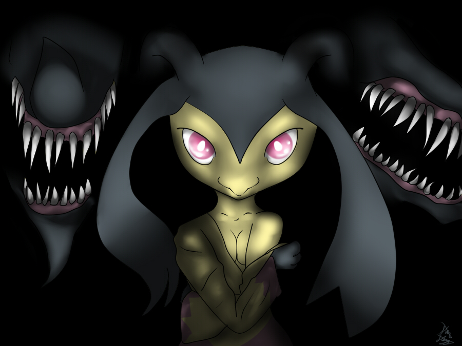 creepy game_freak mawile mega_mawile mega_pokemon nintendo pink_eyes pokemon pokemon_(game) pokemon_xy