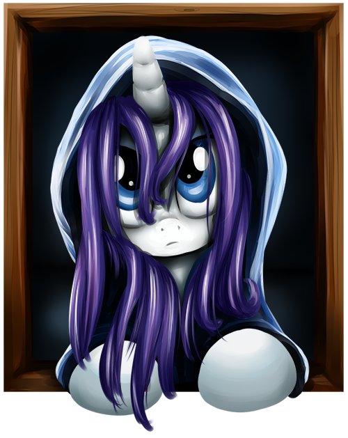 2013 alpha_channel blue_eyes equine female friendship_is_magic hair high_roller2108 hood horn horse my_little_pony pony purple_hair rarity_(mlp) robe solo unicorn wet_hair window