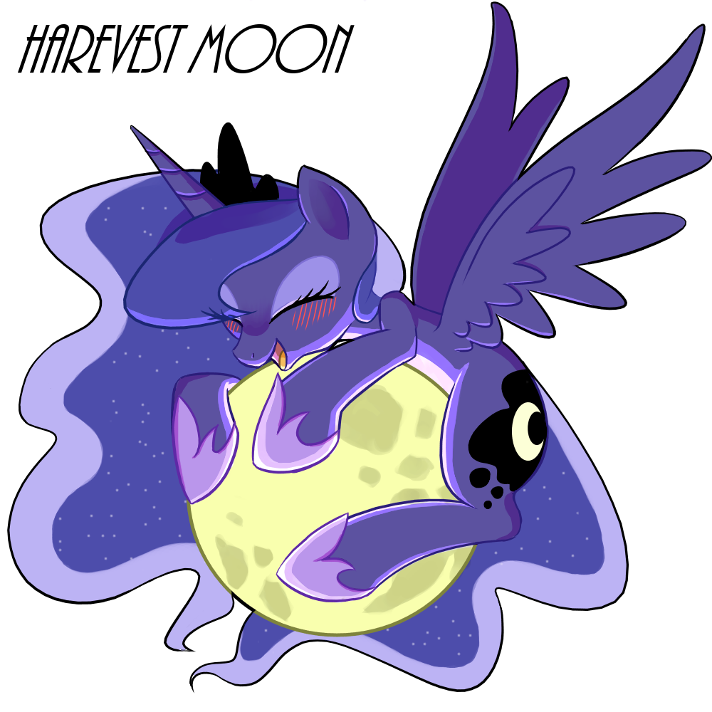 blush cutie_mark equine female feral friendship_is_magic hair horn horse long_hair mammal moon my_little_pony pony princess_luna_(mlp) smile solo winged_unicorn wings