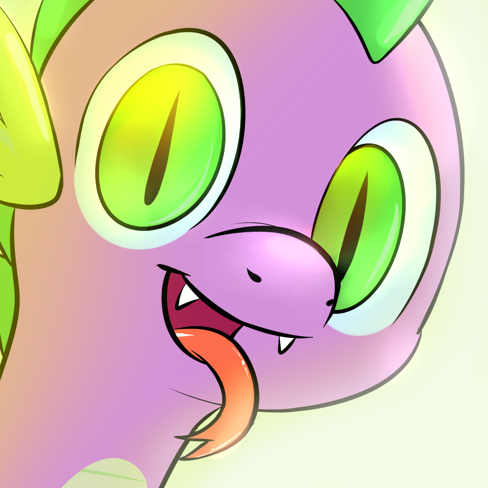 abstract clopper-dude dragon feral forked_tongue friendship_is_magic green_eyes happy male my_little_pony open_mouth plain_background purple_scales scales scalie sharp_teeth smile spike_(mlp) teeth tongue