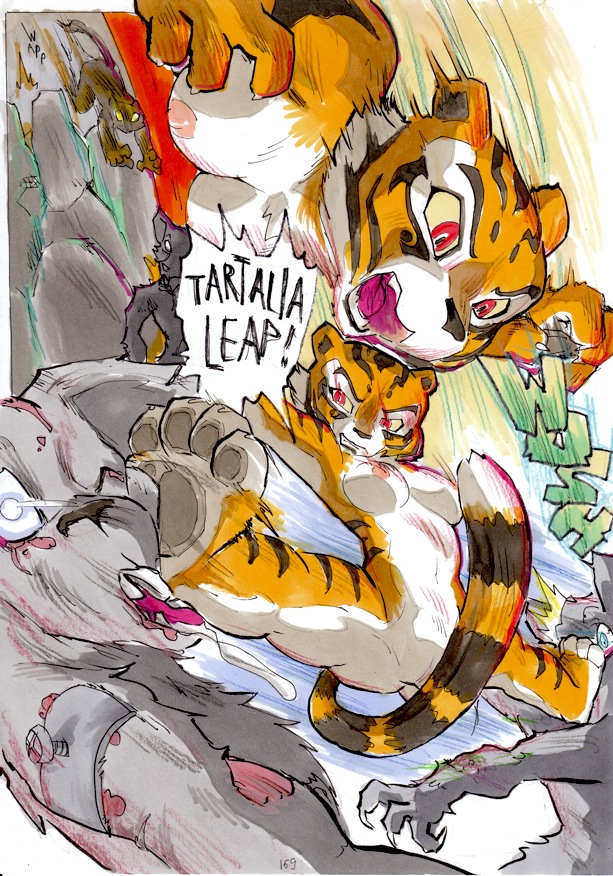 ... better_late_than_never blue_eyes blush bound breast_grab breasts claws comic daigaijin english_text feline female fight hindpaw kung_fu_panda mammal master master_tigress nipples nude open_mouth paws pussy rat red_eyes rodent saliva text tiger tongue tongue_out