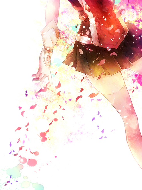gloves kou_(01310808) out_of_frame peridot_hamilton petals pink_legwear skirt solo tales_of_(series) tales_of_hearts thighhighs zettai_ryouiki