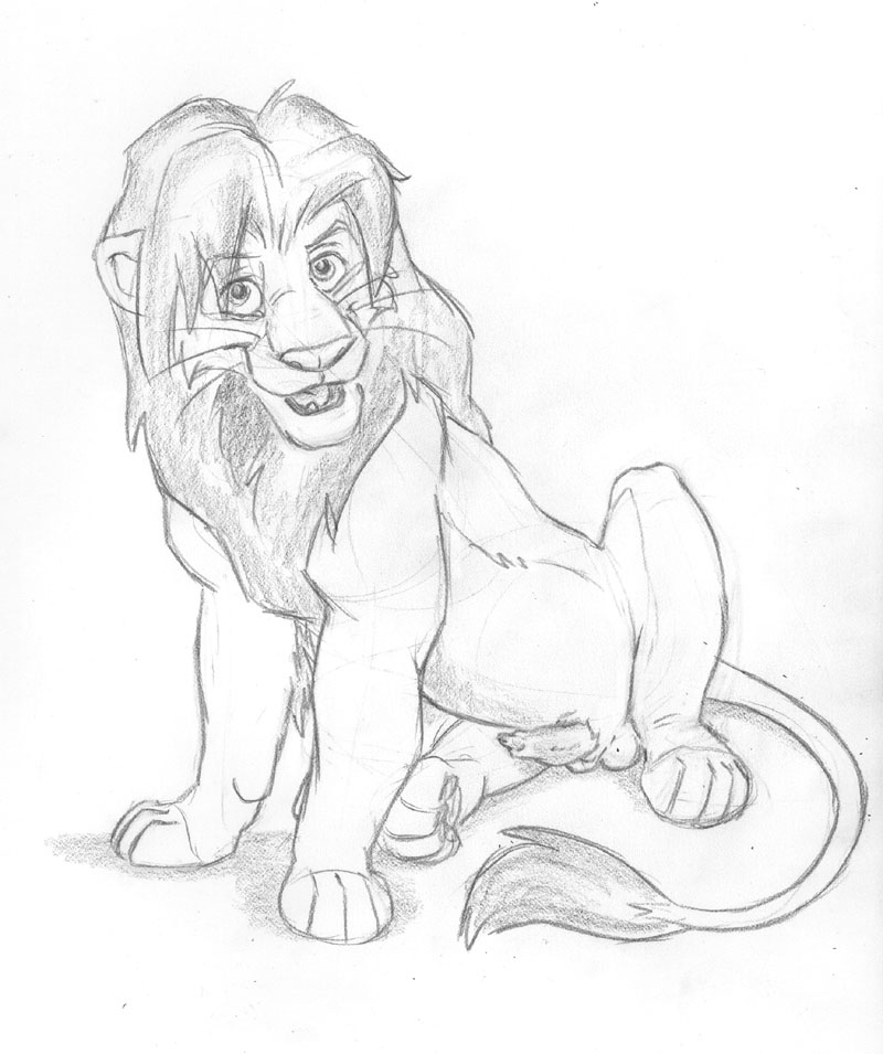 chris_mckinley disney feline feral lion looking_at_viewer male mammal mckinley penis presenting simba sketch solo the_lion_king