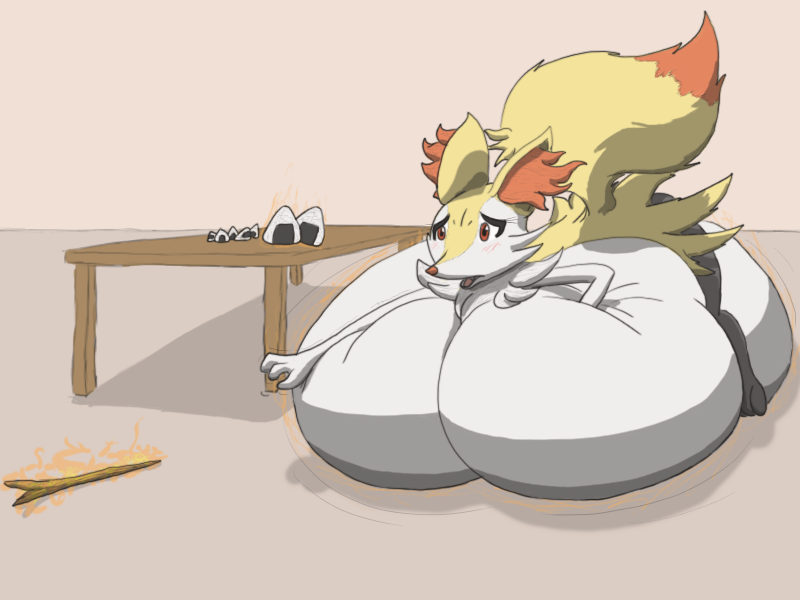 big_breasts bludragoon blush braixen breast_expansion breasts bxulnooxgard canine expansion female fennec fox huge_breasts hyper immobile inflation mammal nintendo pok&#233;mon pok&eacute;mon solo video_games