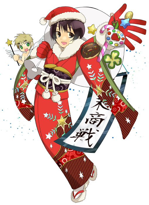 axis_powers_hetalia christmas japan_(hetalia) japanese_clothes kimono multiple_boys ninomoto united_kingdom_(hetalia)