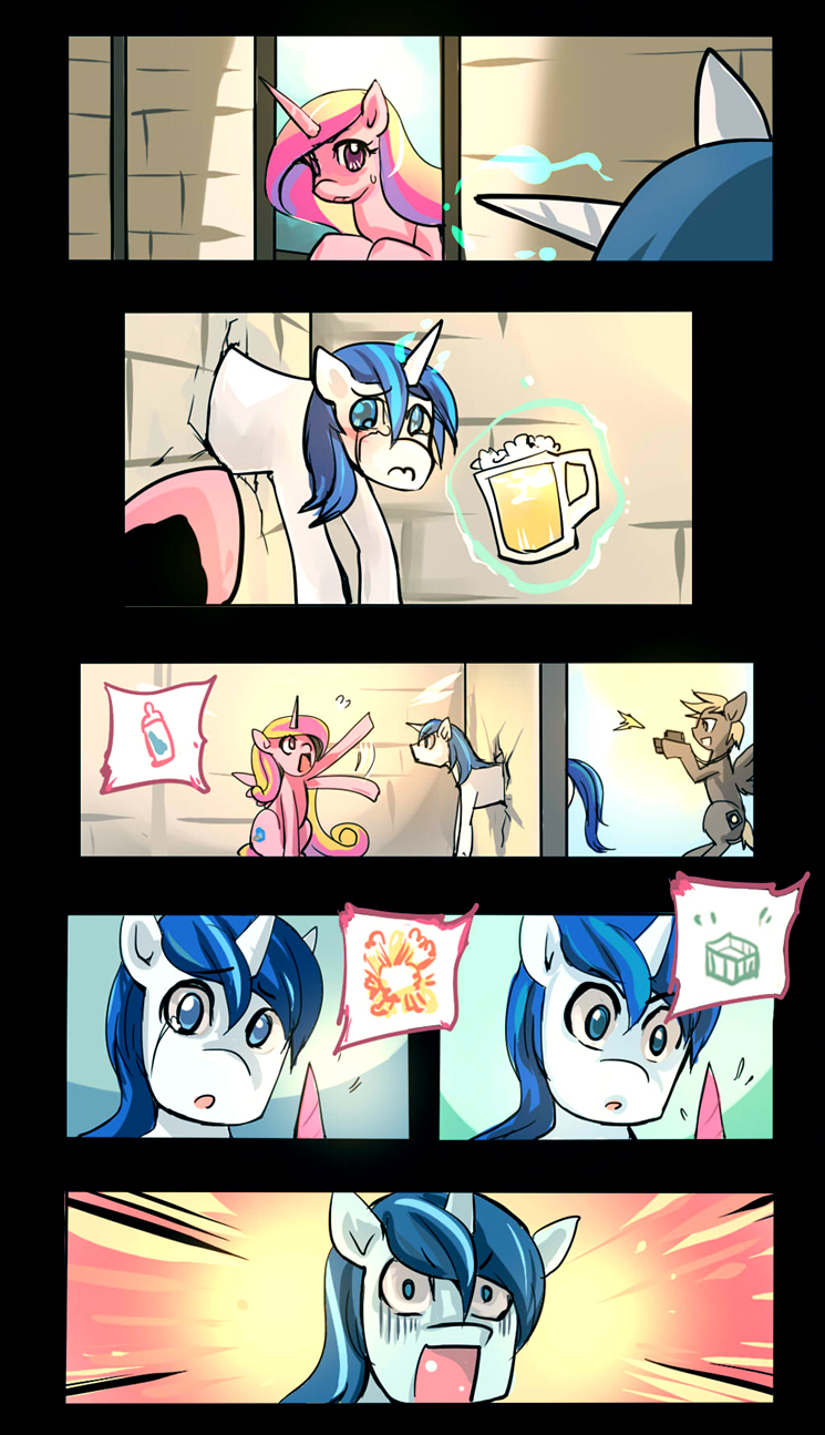 baby_bottle bakki blue_eyes blue_hair blush building camera comic cracks crib crying cute cutie_mark dialog equine explosion female feral friendship_is_magic frown fur glass glowing hair horn horse inside long_hair looking_at_viewer magic male mammal multi-colored_hair my_little_pony open_mouth outside pegasus pony princess princess_cadance_(mlp) purple_eyes royalty shining_armor_(mlp) shocked sky smile sweat tears text unicorn wall white_fur window winged_unicorn wings