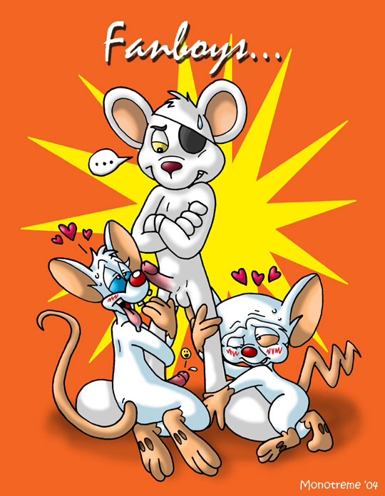 animaniacs balls blush crossover danger_mouse erection eye_patch eyewear gay male mammal monotreme mouse penis pinky pinky_and_the_brain rodent the_brain worship