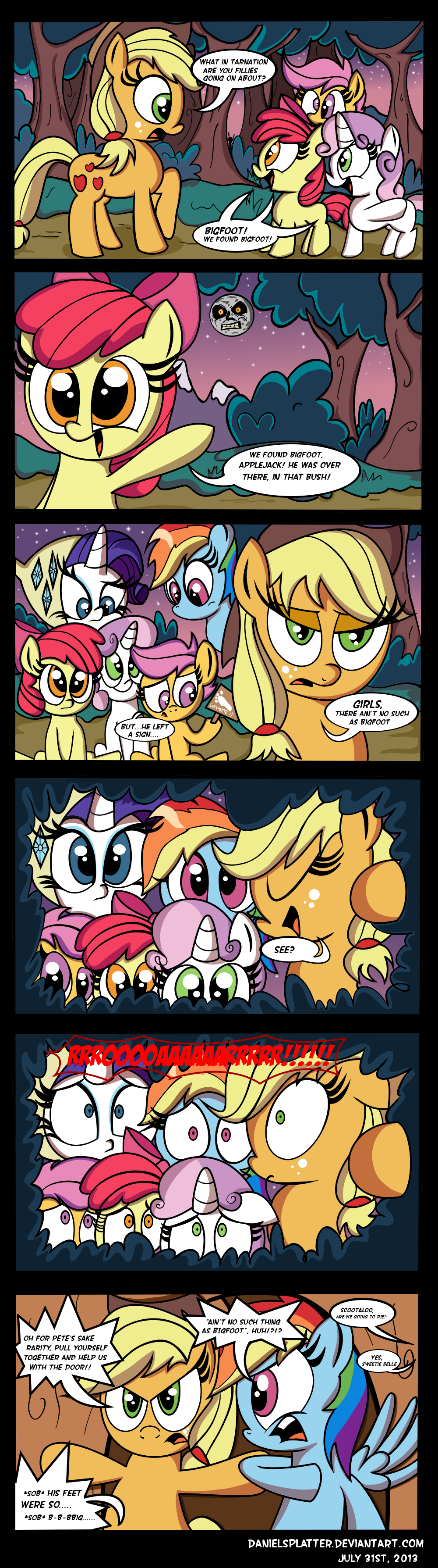 apple_bloom_(mlp) applejack_(mlp) blonde_hair blue_eyes blue_fur bow bushes comic cowboy_hat crossover cub cutie_mark cutie_mark_crusaders_(mlp) danielsplatter dialog door english_text equine eyes_closed female feral forest freckles friendship_is_magic frown fur grass green_eyes group hair hat horn horse humor inside long_hair looking_at_viewer majora mammal moon mountain multi-colored_hair my_little_pony night nintendo open_mouth orange_fur outside pegasus pony purple_eyes purple_hair rainbow_dash_(mlp) rainbow_hair rarity_(mlp) red_hair scootaloo_(mlp) shocked sign sitting sky smile stars sweetie_belle_(mlp) teeth text the_legend_of_zelda tongue tree two_tone_hair unicorn video_games white_fur wings young