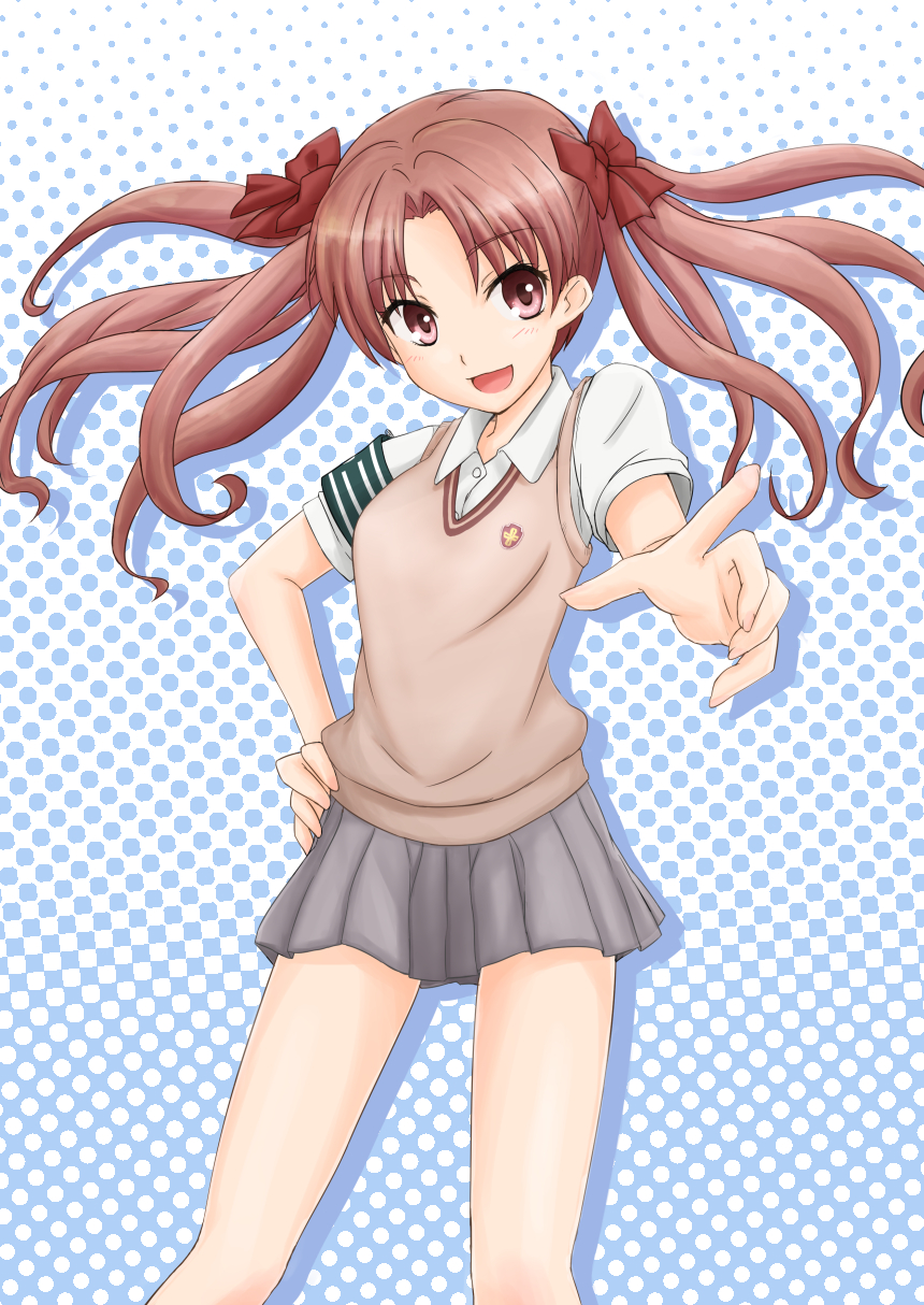 armband bonnou_soku_bodai brown_eyes brown_hair highres long_hair school_uniform shirai_kuroko to_aru_kagaku_no_railgun to_aru_majutsu_no_index twintails