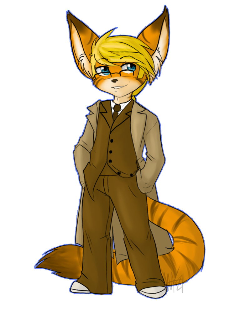blonde_hair chibi clothed clothing cosplay doctor eyewear feline glasses hair leoian male standing tiger up who