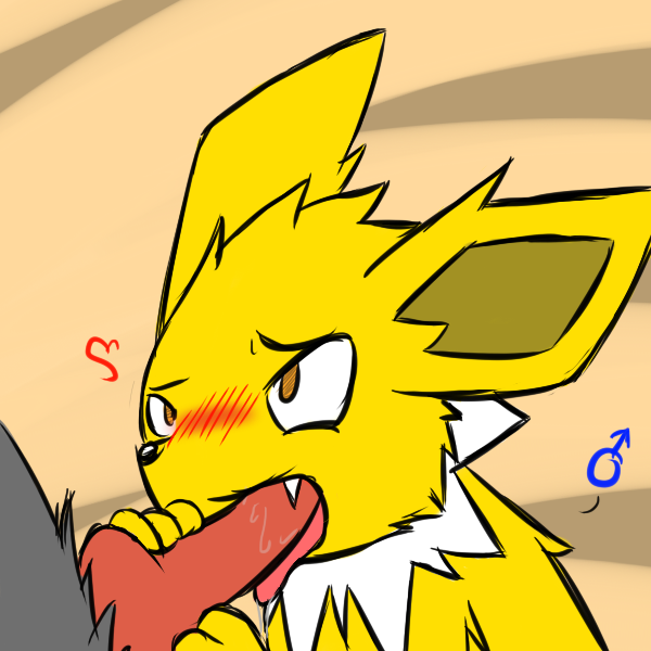 bargglesnatch-x1 blush eeveelution erection gay jolteon knot male nintendo open_mouth penis pok&#233;mon pok&eacute;mon video_games