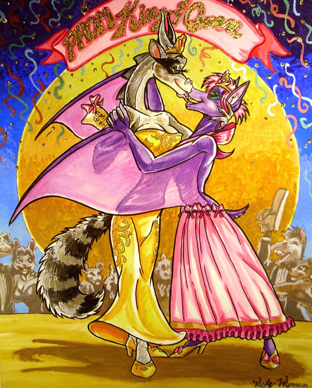 bat dancing draccoon dragon fruit herm intersex king kissing night prom queen raccoon royalty vampire vicky_wyman