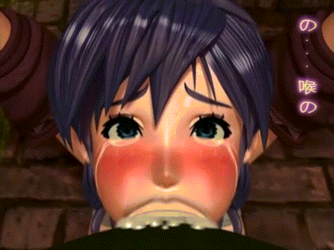 1boy 1girl 3d ahegao animated animated_gif bdsm blue_eyes blush bondage bouncing_breasts bound breasts censored cheek_bulge cum cum_in_mouth deepthroat ejaculation facial fellatio fucked_silly gomasioken irrumatio lowres monster mouthful nipples oral original penis purple_hair saliva tears