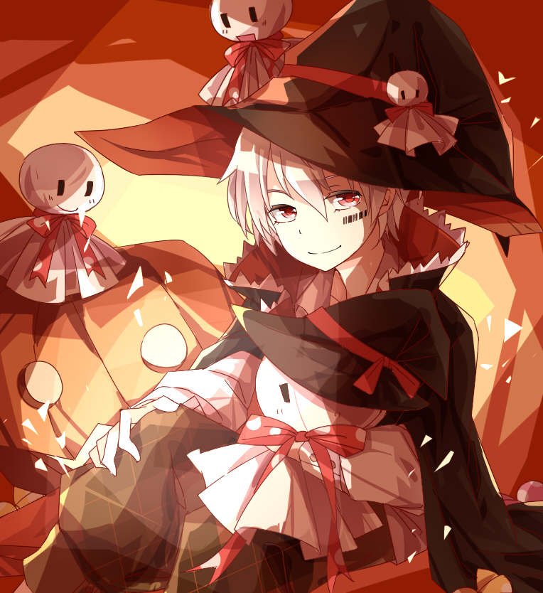 barcode character_request copyright_request halloween hat nishigyou_teraa red_eyes short_hair solo white_hair