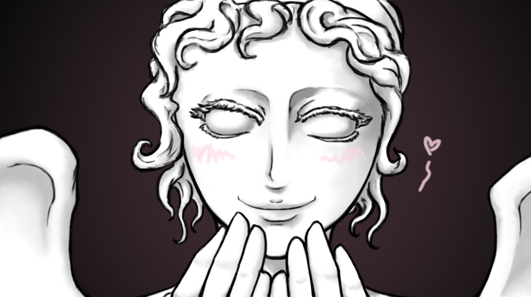1girl blush doctor_who heart smile solo weeping_angel wings