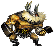 animated animated_gif beard cape dragon's_crown dragon's_crown dwarf dwarf_(dragon's_crown) dwarf_(dragon's_crown) facial_hair george_kamitani hammer helmet lowres muscle muscles pteruges topless vanillaware weapon winged_helmet