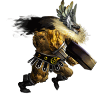animated animated_gif beard cape dragon's_crown dragon's_crown dwarf dwarf_(dragon's_crown) dwarf_(dragon's_crown) facial_hair george_kamitani hammer helmet lowres muscle muscles pteruges topless vanillaware walking weapon winged_helmet