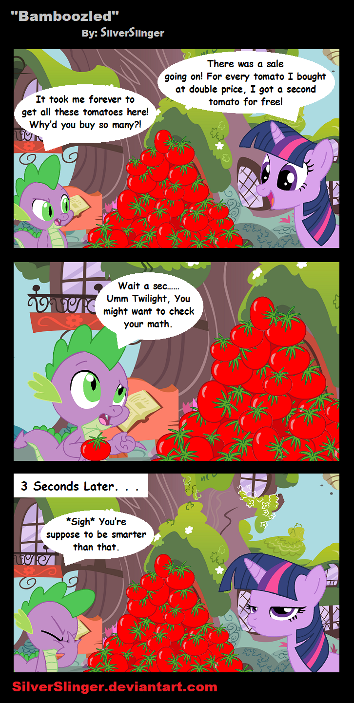beehive cat_eyes chaoticbrony comic dialog dragon english_text equine facepalm fail female feral friendship_is_magic green_eyes hair horse male mammal multi-colored_hair my_little_pony outside pony purple_eyes sky slit_pupils spike_(mlp) text tomato tree tree_house twilight_sparkle_(mlp)