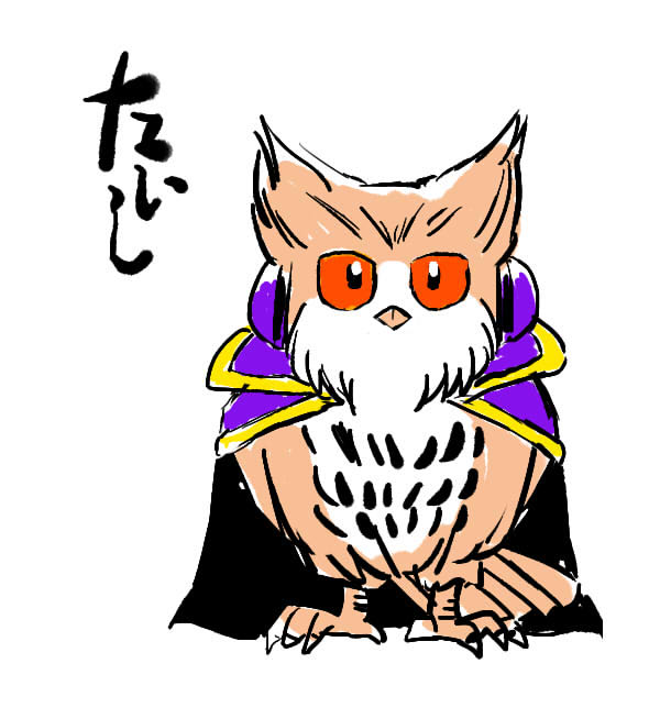 azuki_osamitsu bird cape earmuffs hopeless_masquerade no_humans owl touhou toyosatomimi_no_miko toyosatomimi_no_miko_(owl) translated