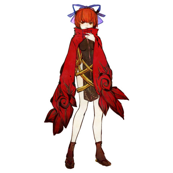 adapted_costume alternate_costume bow cape hair_bow red_eyes red_hair sekibanki shiro_(reptil) short_hair simple_background solo touhou white_background