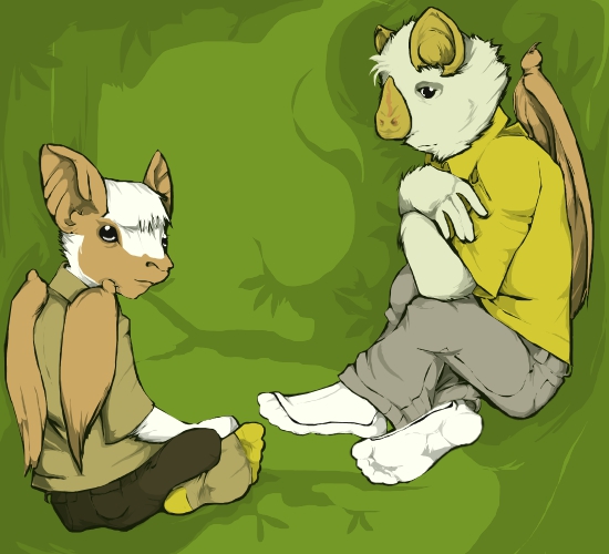 5_toes anthro bat clothing duo green_background hair hindpaw mammal paws plain_background socks thecruelseasons toes wings