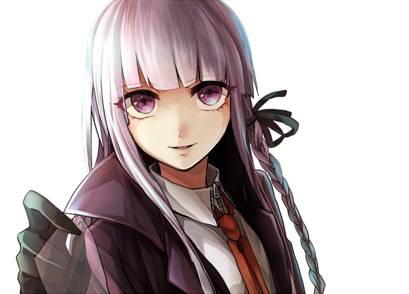 bad_id bad_pixiv_id braid danganronpa danganronpa_1 gloves kirigiri_kyouko long_hair necktie purple_eyes purple_hair ribbon smile solo veryberry00