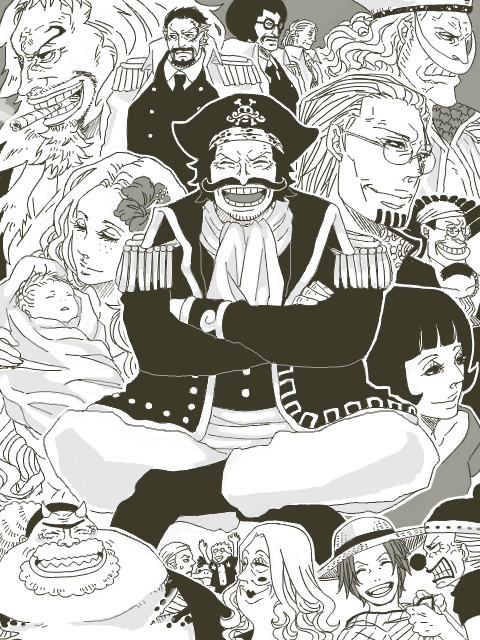 buggy_the_clown child crocus cutty_flam edward_newgate everyone facial_hair father father_and_son fluffy-bunny franky gol_d_roger grandchild grandfather hat iceburg infant kinjishi_no_shiki kokoro_(one_piece) mermaid monkey_d_garp monochrome monster_boy monster_girl mother mother_and_son multiple_boys multiple_girls mustache one_piece pirate_hat portgas_d_ace portgas_d_rouge sengoku_(one_piece) shakuyaku_(one_piece) shanks shueisha siblings silvers_rayleigh son tom tsuru_(one_piece) yokozuna young younger
