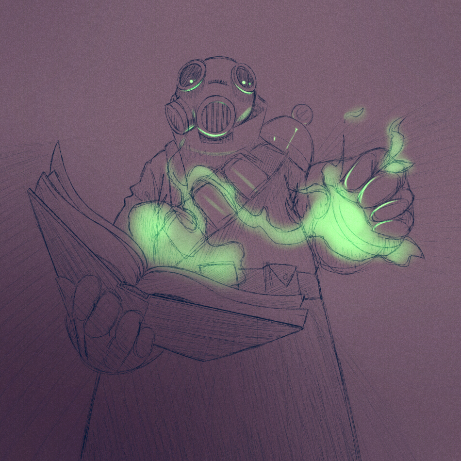 book color fire green_fire magic not_furry pyro scream_fortress_2013 scream_fortress_5 sketch spell_book syynx team_fortress_2