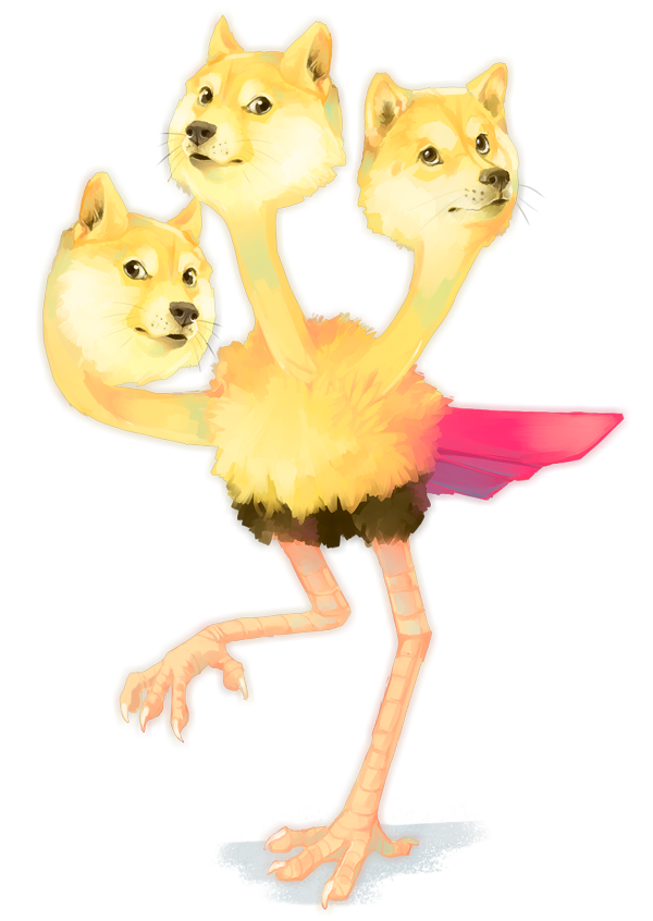 ambiguous_gender avian black_nose canine dodrio dog doge dogetrio fur fusion looking_at_viewer mammal meme nintendo plain_background pok&#233;mon pok&eacute;mon shiba_inu tan_fur theuselesstoe this_isnt_even_my_final_form transparent_background unknown_artist video_games what what_has_science_done white_background