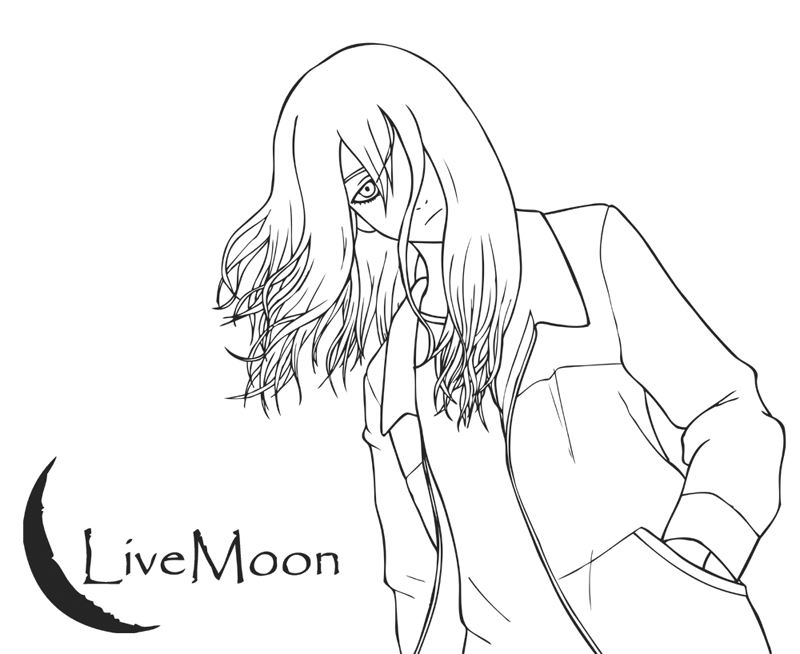 greyscale livemoon long_hair male_focus meri monochrome original sketch solo