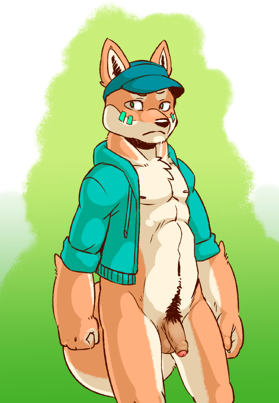 balls biceps big_penis canine chest_tuft clothed clothing dog fur hair hat humanoid_penis looking_at_viewer male mammal partially_clothed penis pubes seaside_(artist) shiba_inu solo standing tuft uncut ying