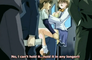 1girl ane_to_boin animated animated_gif blonde_hair blush bouncing_breasts bow breasts breasts_outside chikan clothed_sex eyes_closed glasses hanamaru_kotona held_up leg_grab loafers lowres moaning nipples open_clothes open_mouth open_shirt public school_uniform sex shirt shoes short_hair skirt socks standing suspended_congress thigh_grab train vaginal