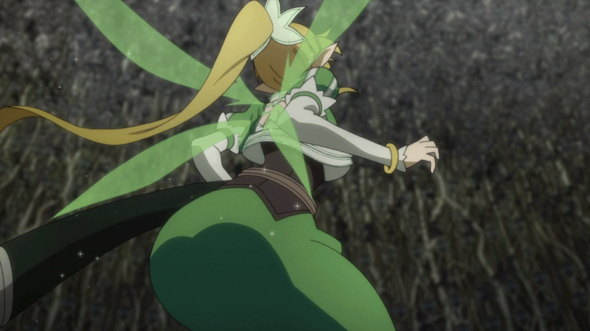 animated animated_gif ass ass_shake blonde_hair elf from_behind leafa long_hair looped pointy_ears ponytail sword_art_online