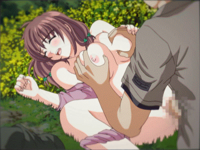 1girl animated animated_gif blush breast_grab breast_squeeze breasts brown_hair flower game_cg groping missionary moaning nipples nude on_ground oneesan_nakadashi_chikan_ressha outdoors panties panties_aside sex spread_legs vaginal