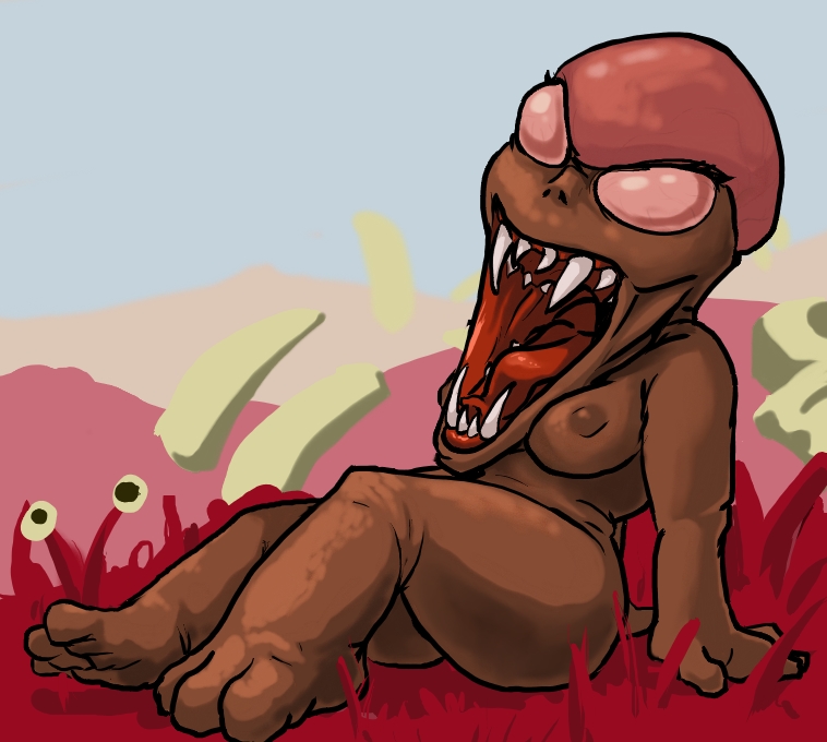 face_monster female nipples nude oniontrain open_mouth solo terraria