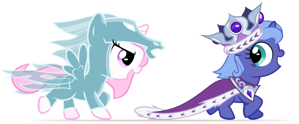 arvaus blue_eyes blue_fur blue_hair cape clothing costume crown cub equine female feral friendship_is_magic fur hair hat horn horse long_hair looking_back mammal my_little_pony open_mouth pink_hair plain_background pony princess_celestia_(mlp) princess_luna_(mlp) purple_eyes royalty smile transparent_background white_fur winged_unicorn wings young