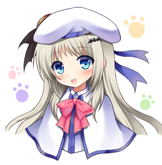 blue_eyes bow hat little_busters! long_hair mauve noumi_kudryavka pink_bow silver_hair solo